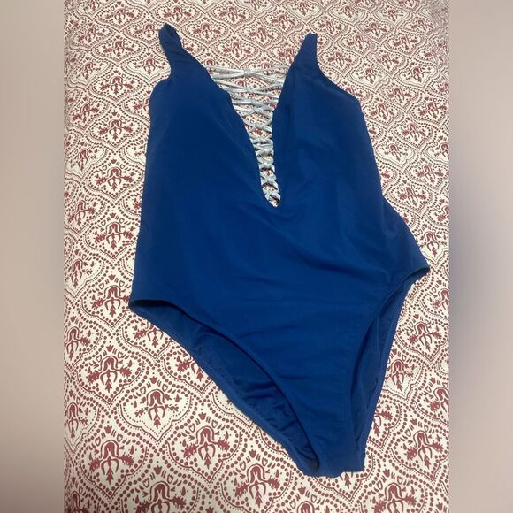 Bleu by Rod Beattie Blue Strappy One-Piece Swimsuit Women's Size 18W - Picture 3 of 5